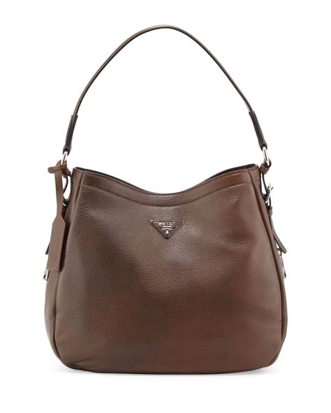 prada pebbled leather hobo|Prada adjustable shoulder handbags.